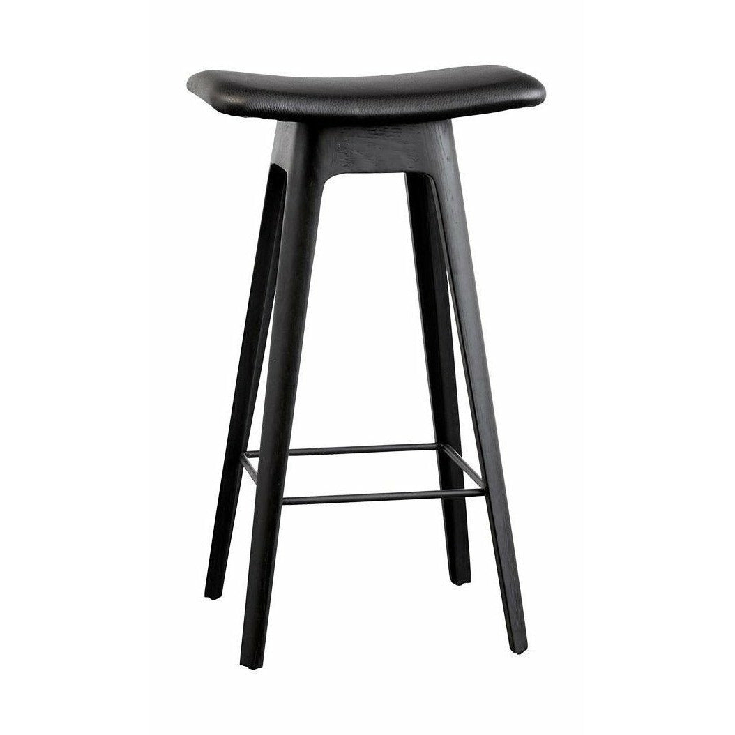 Andersen Furniture HC1 Bar Taburete de roble negro, asiento de cuero negro, H 67cm