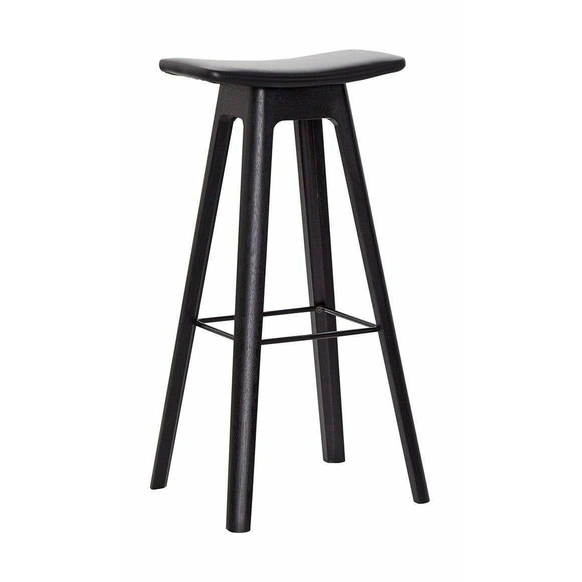 Andersen Furniture HC1 Bar Taburete de roble negro, asiento de cuero negro, H 80 cm