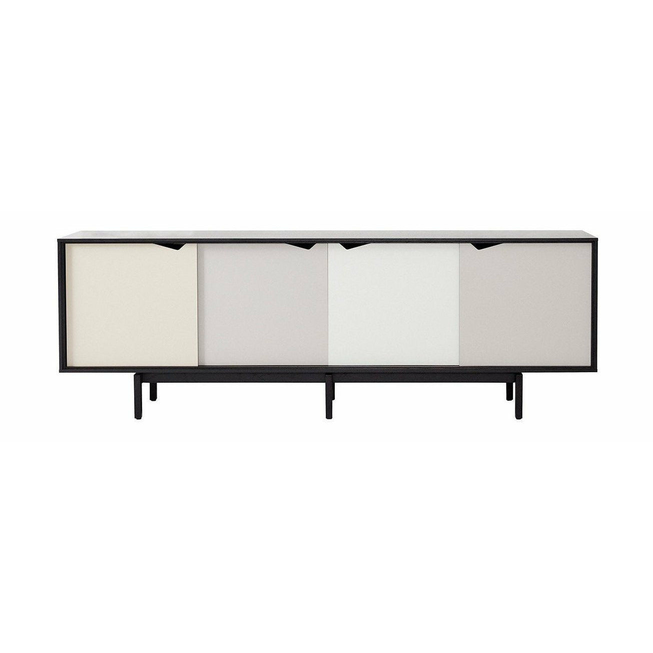 Andersen Möbel S1 Sideboard Schwarz, mehrfarbige Schubladen, 200 cm