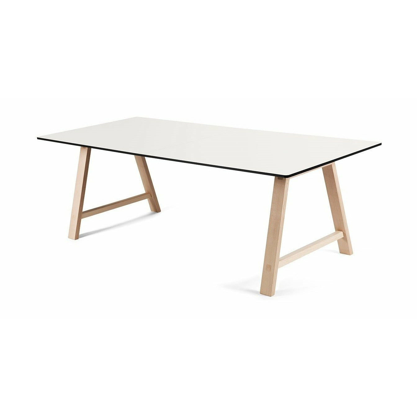 Table extensible des meubles Andersen T1, stratifié blanc, chêne savonned, 160 cm
