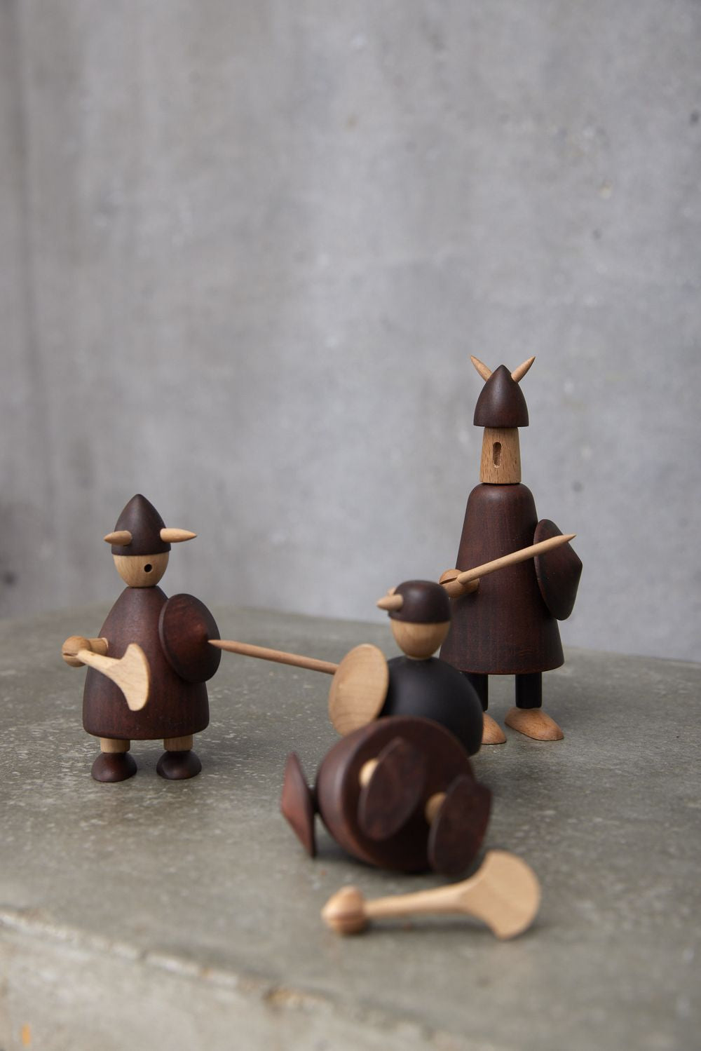 Andersen Möbel Die Wikinger der Dänemark -Holzfigur, 3 -Set von 3