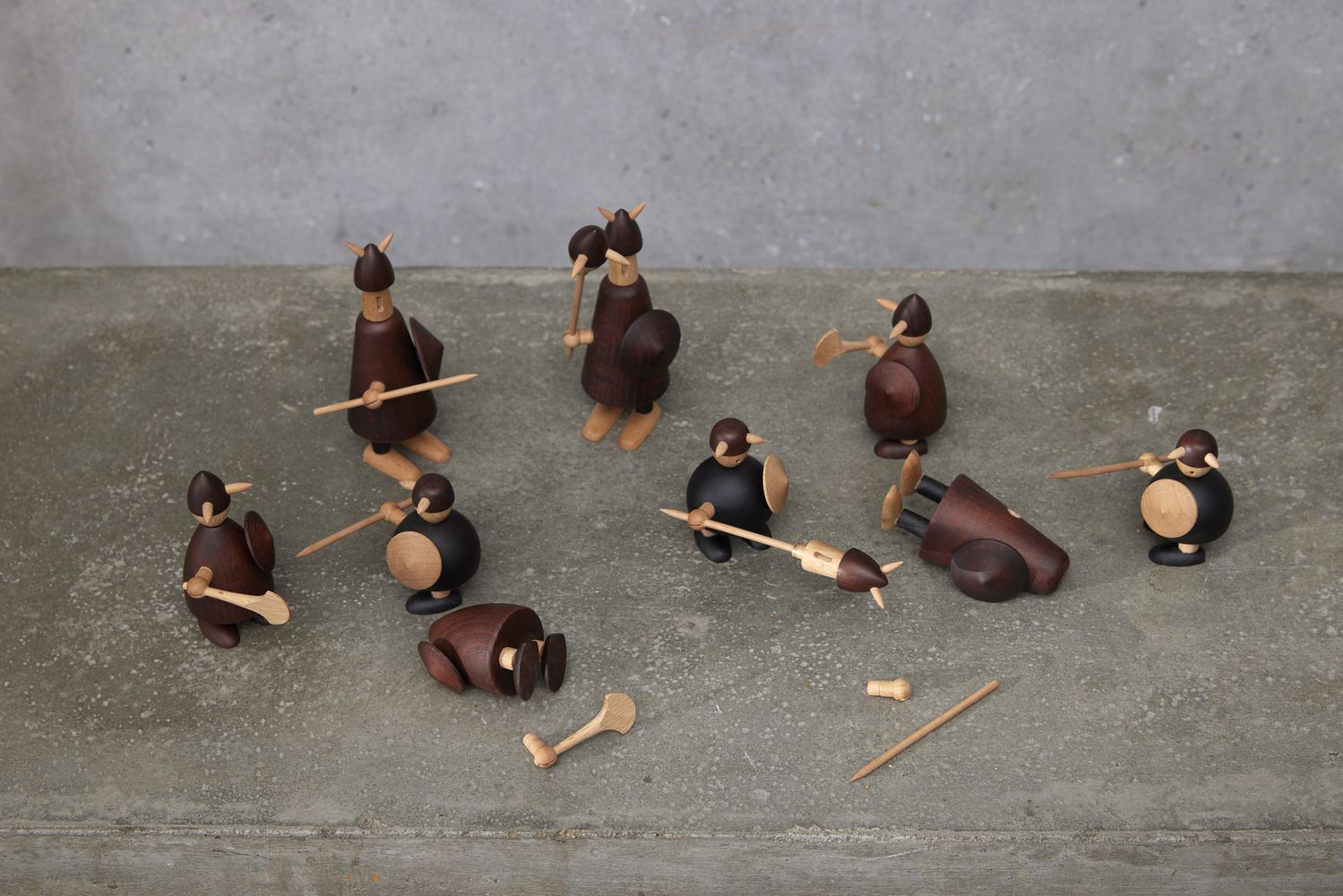 Andersen Möbel Die Wikinger der Dänemark -Holzfigur, 3 -Set von 3