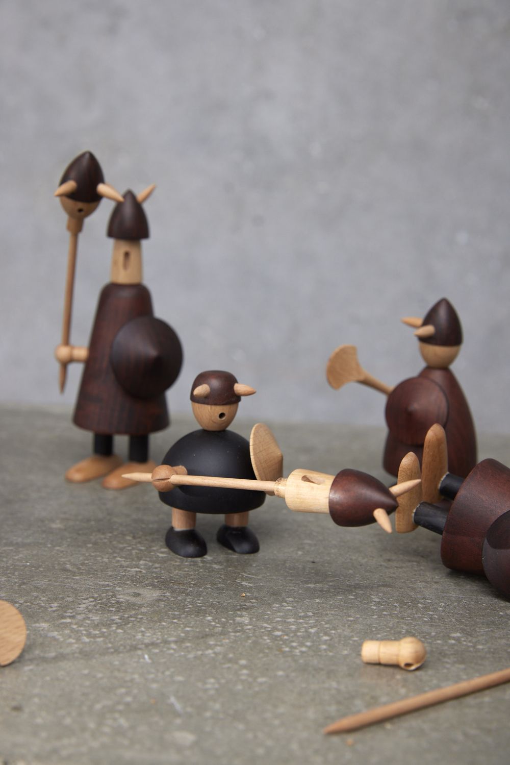 Andersen Möbel Die Wikinger der Dänemark -Holzfigur, 3 -Set von 3