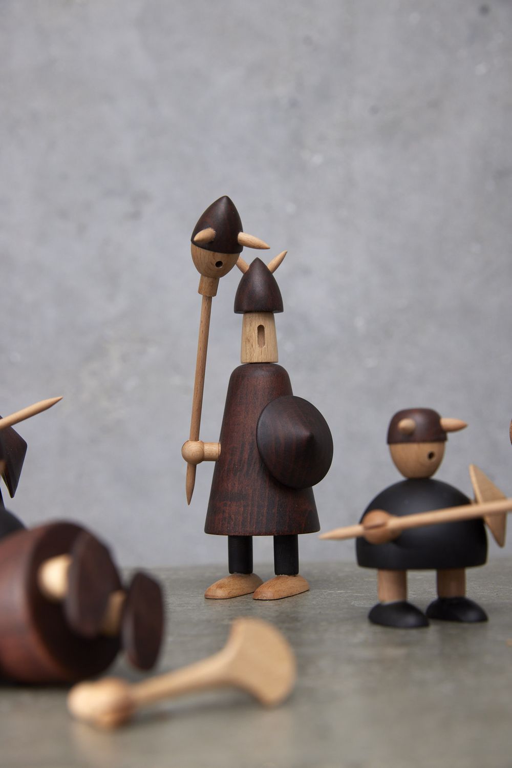 Andersen møbler Vikingerne af Danmark Wooden Figur, Sæt på 3