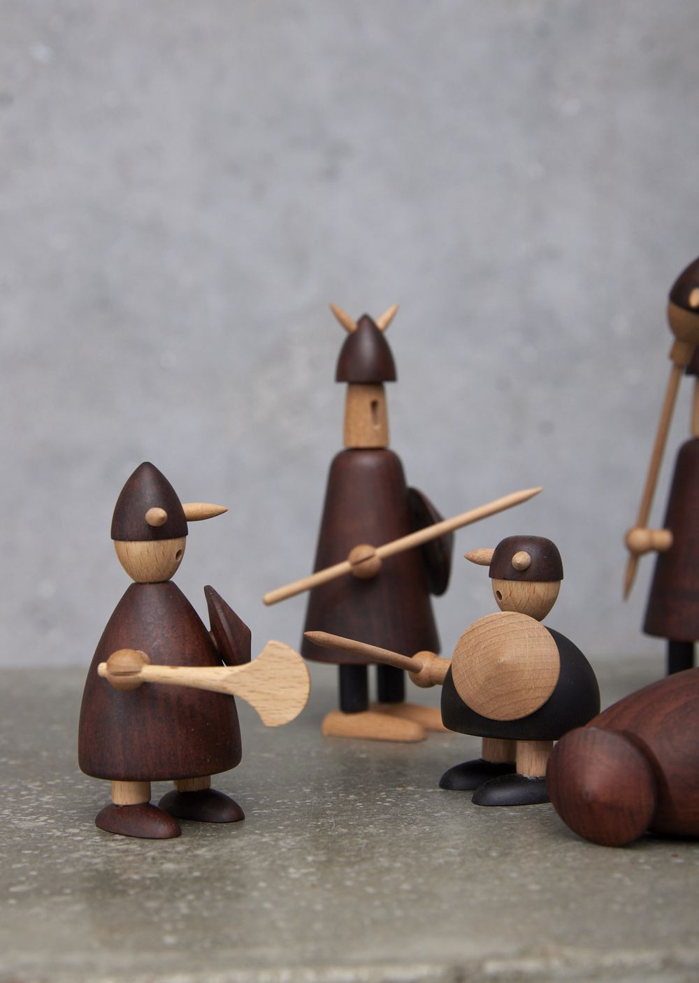 Andersen Möbel Die Wikinger der Dänemark -Holzfigur, 3 -Set von 3