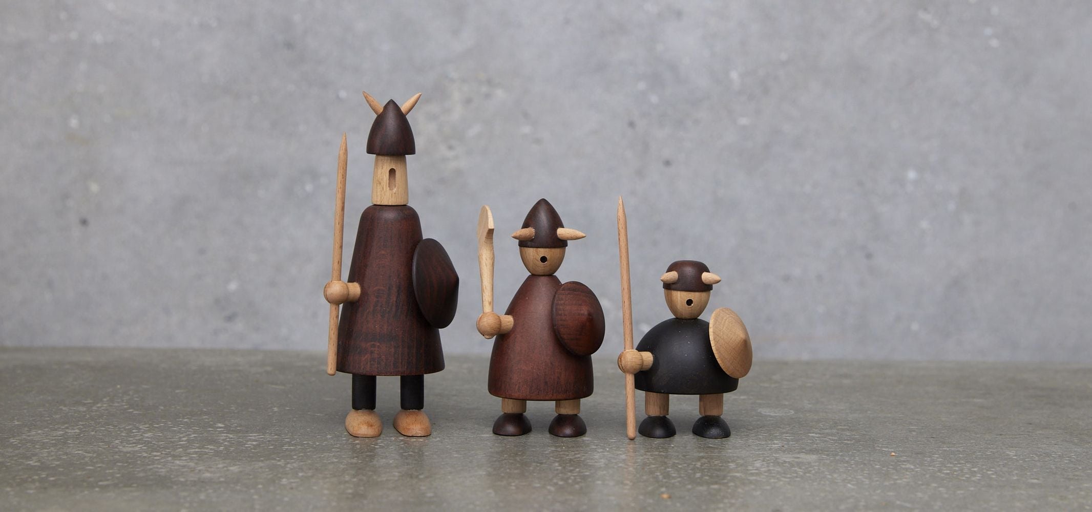 Andersen Möbel Die Wikinger der Dänemark -Holzfigur, 3 -Set von 3