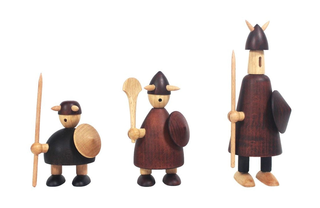 Andersen møbler Vikingerne af Danmark Wooden Figur, Sæt på 3