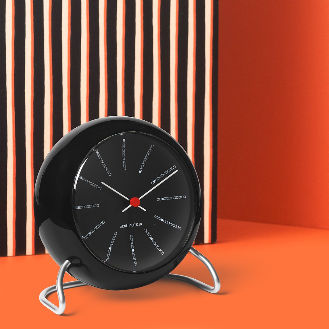 Arne Jacobsen Bankers Horloge de table ø11 cm, Noir