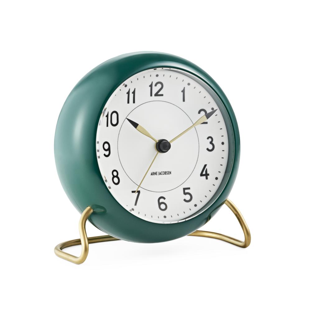 Reloj de mesa de la estación Arne Jacobsen con alarma, verde