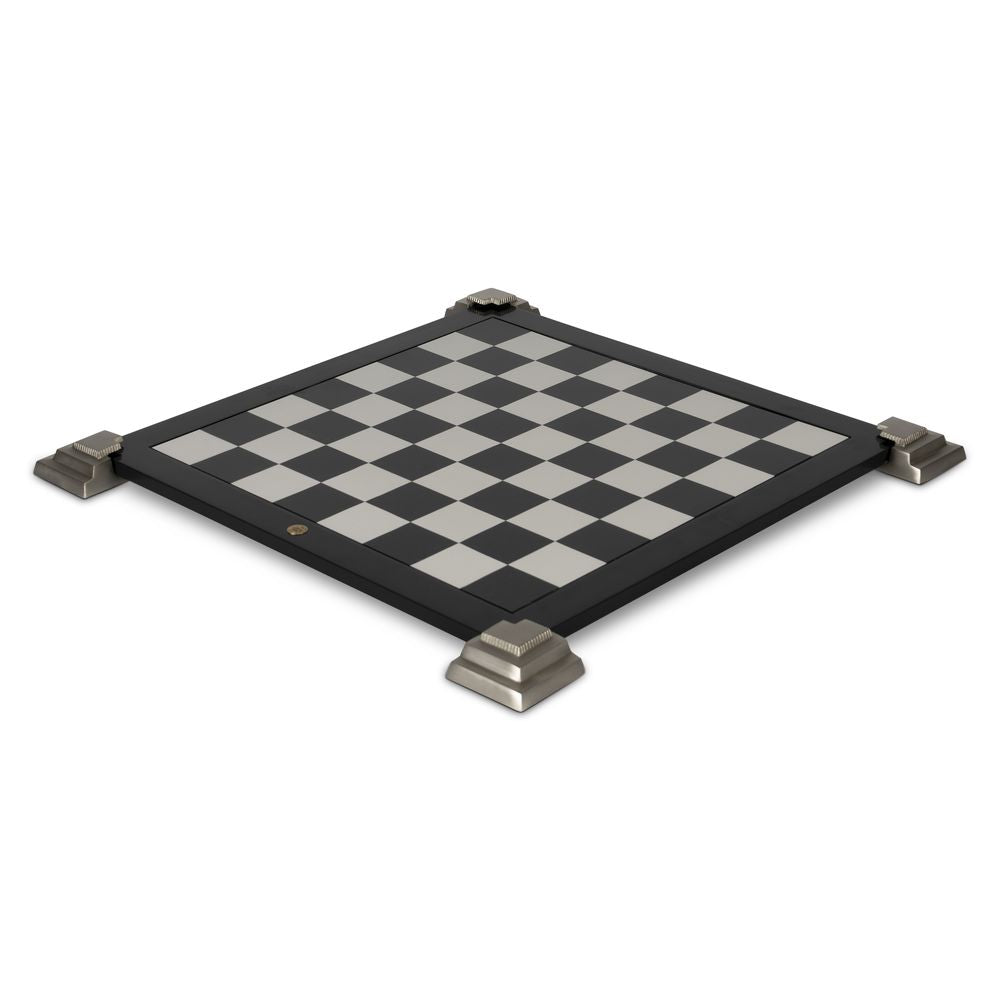Authentic Models 2 Sided Game Board For Chess And Checkers, Black