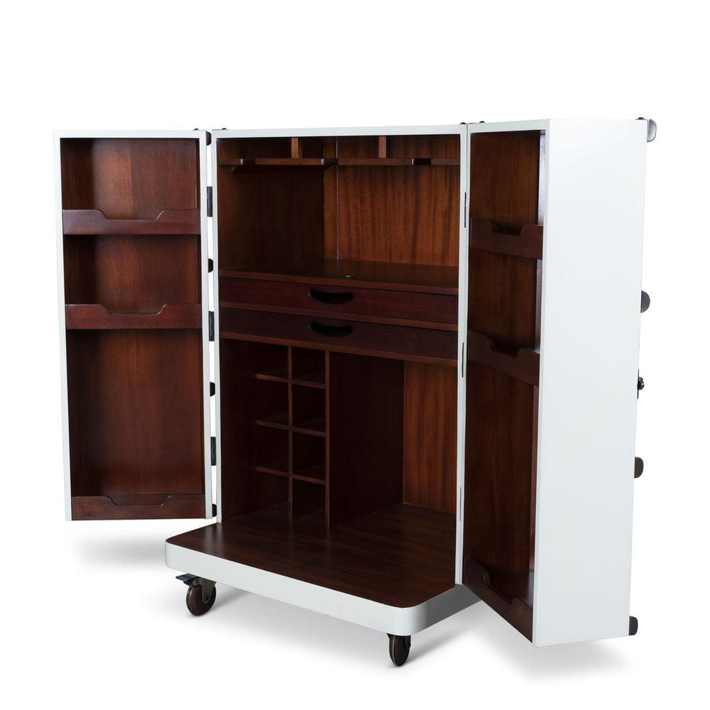 Modèles authentiques Polo Club Travel Suitcase Cabinet Bar, Off White