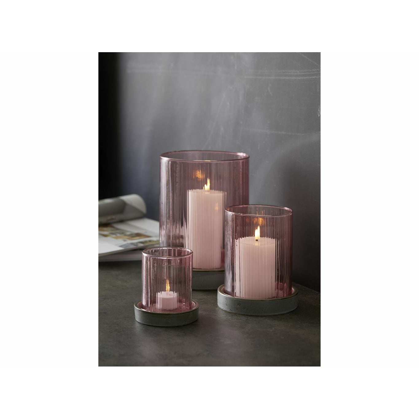 Bitz Hurricane With Led Candle 11 Cm, Pink