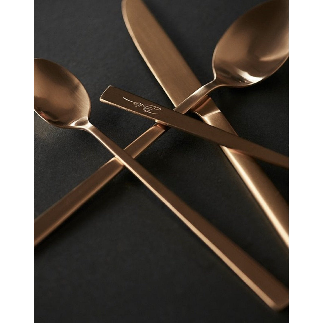 Bitz Salad Servers Set, Brass, 23cm