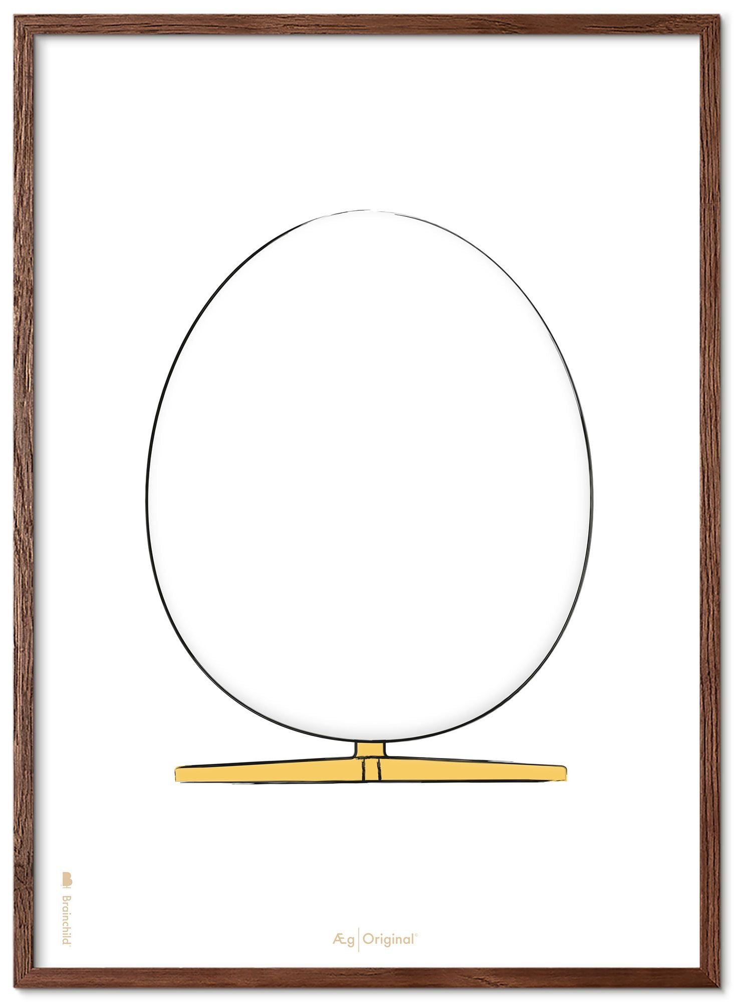 Prepare el marco de póster de boceto de diseño de huevo hecho de madera oscura de 30x40 cm, fondo blanco