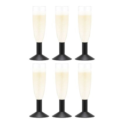 Bodum Oktett Plastic Champagne Glasses 6 Pcs., Black