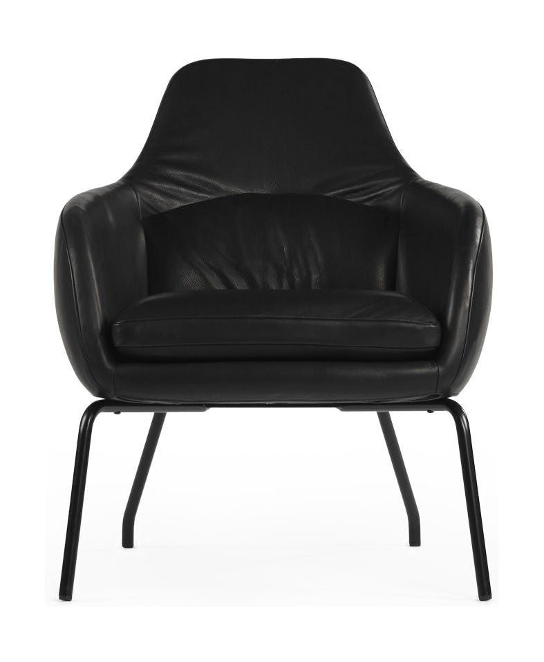 Silla de salón asento de Bent Hansen, marco de cuero negro de acero negro/negro Adrian