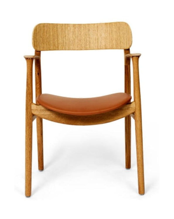 Bent Hansen Asger -stol Polsters säte, oljad ek/Brunt Zenso -läder