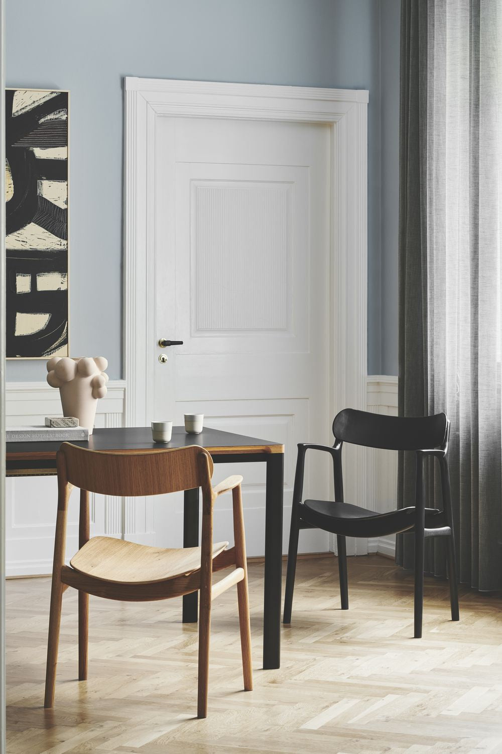 Bent Hansen Asger -stol Polsters Seat, Oiled Oak/Langeland Nord F Fabric