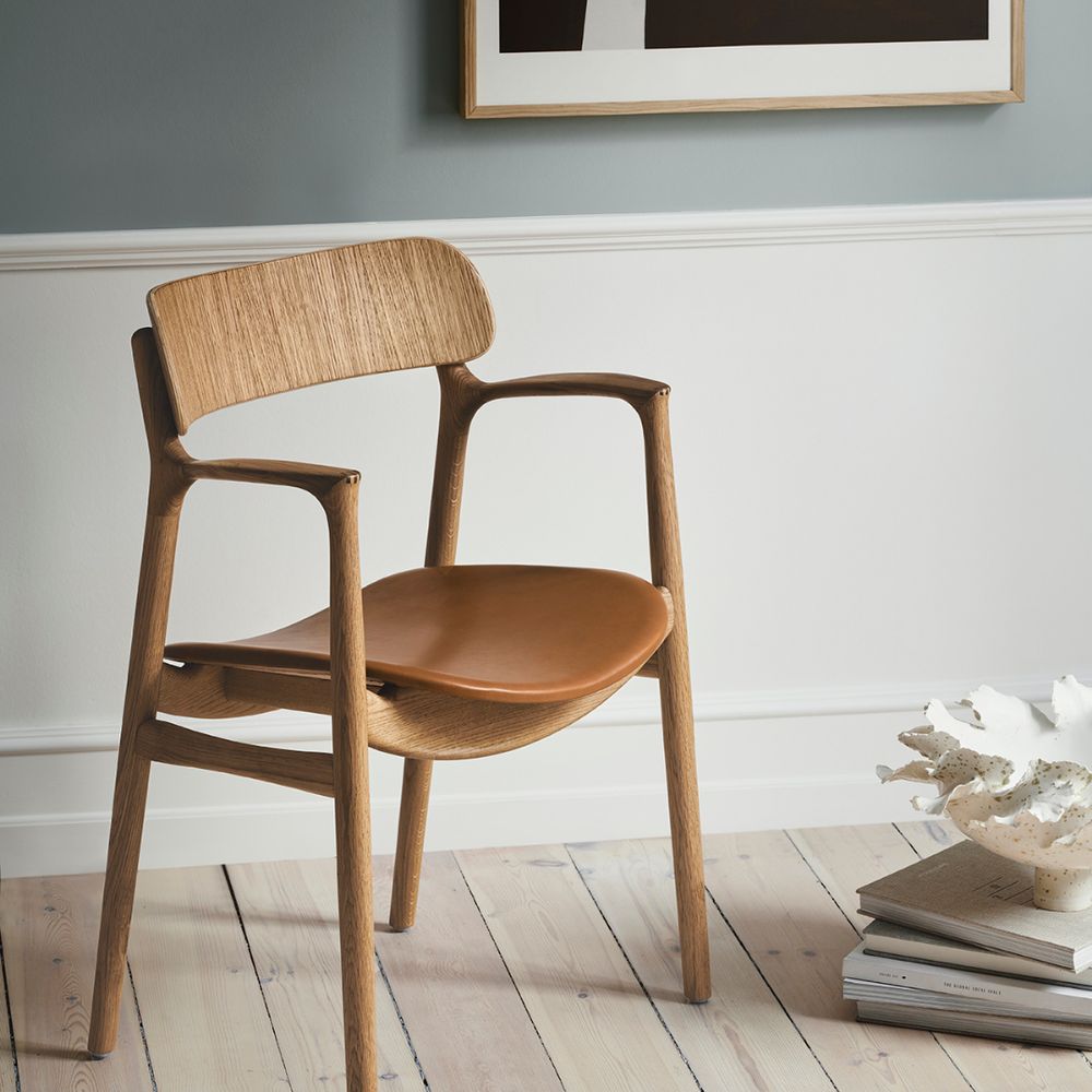 Bent Hansen Asger stol Polsters Seat, Oiled Oak/Vils Fabric (22 100/110)