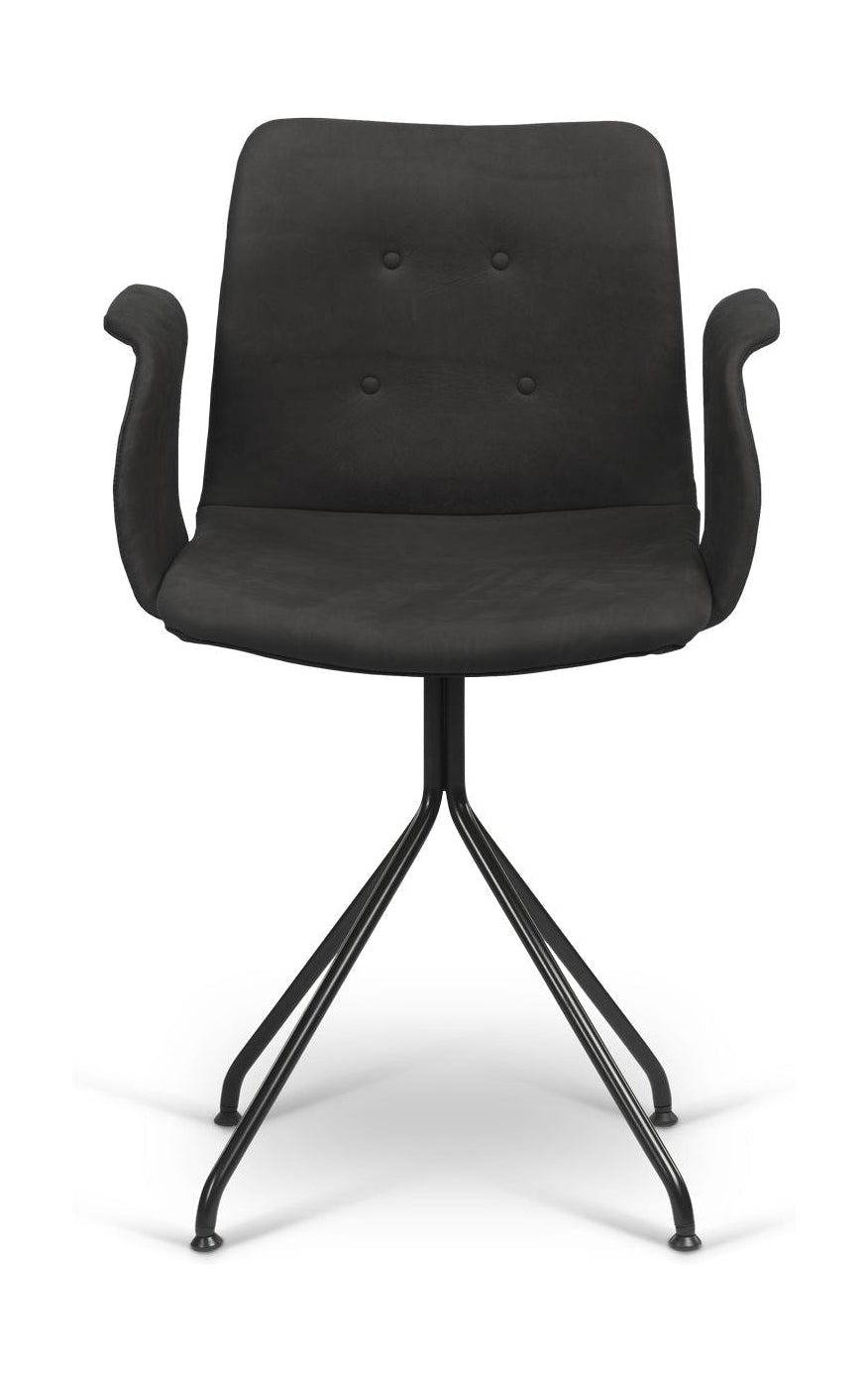 Chaise primum Hansen Bent avec des accoudoirs Black Firm Cadre, en cuir zenso noir