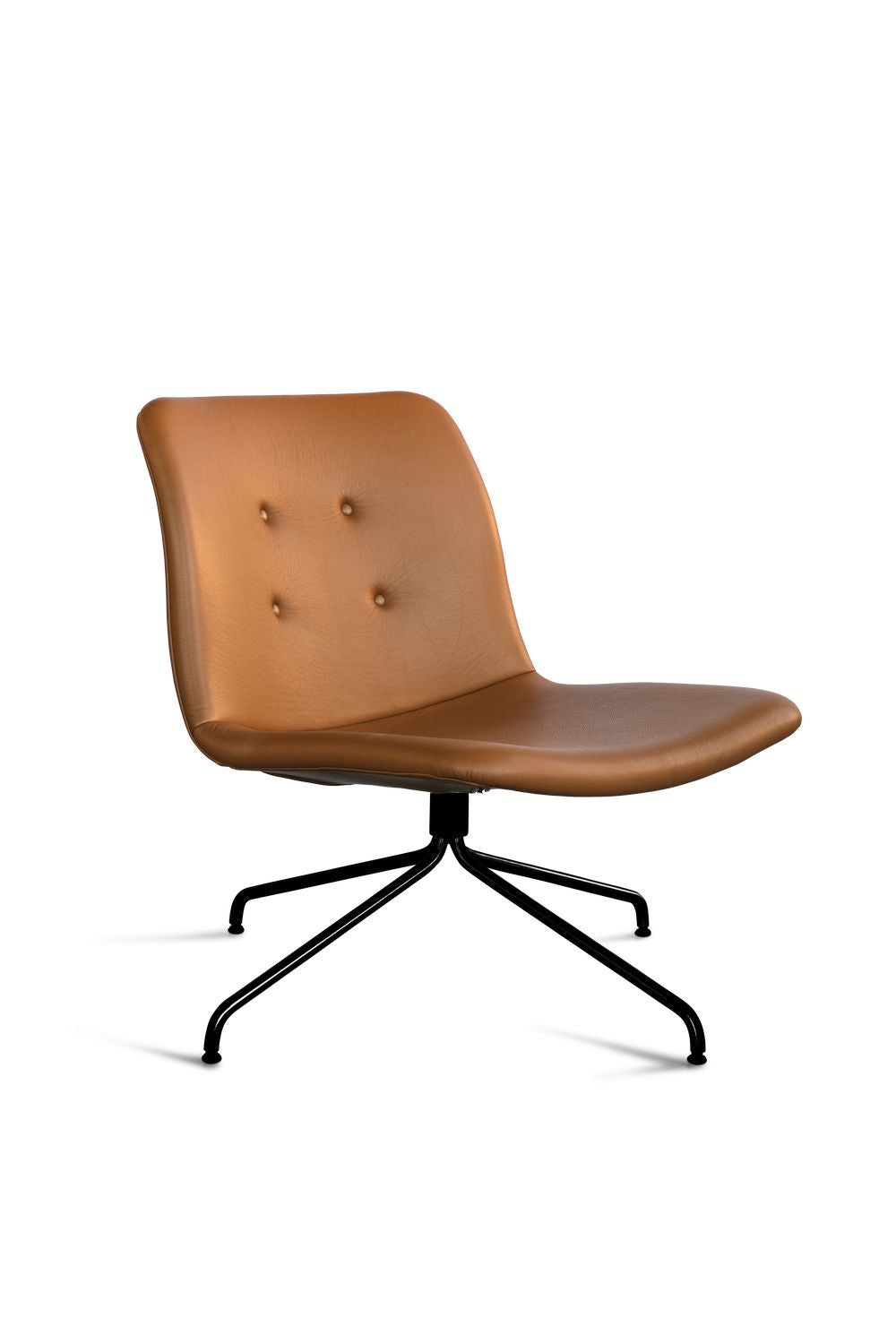 Bent Hansen Primum Lounge Chair sans accoudoirs, cadre noir / cuir Adrian Cognac