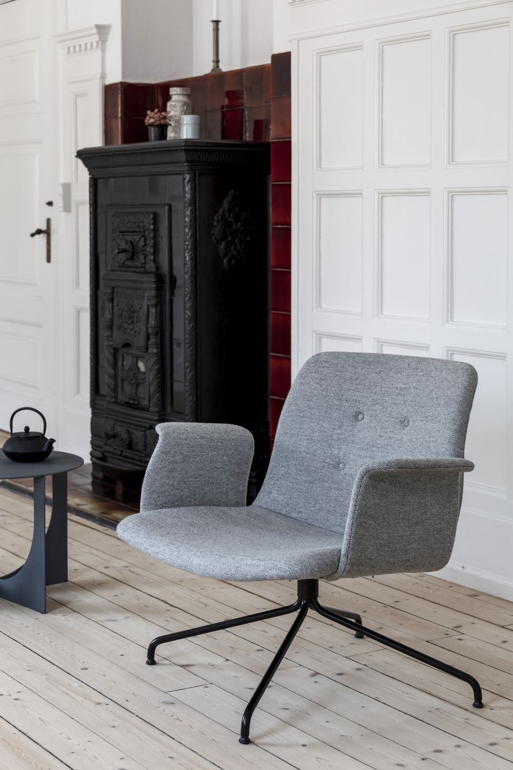 Bent Hansen Primum Lounge Stuhl ohne Armlehnen, schwarzer Rahmen/schwarzes Zenso -Leder