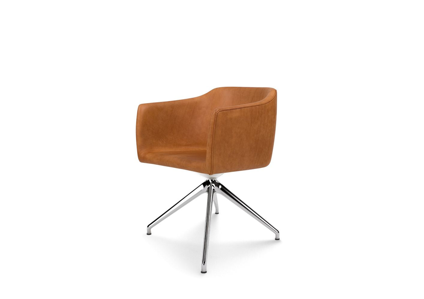 Bent Hansen seit dem Stuhl, drehen Sie den Rahmen in poliertem Aluminium/Brandy Davos Leder