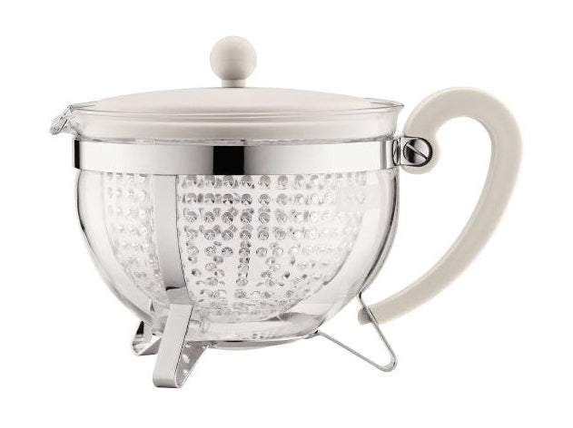 Bodum Chambord Teapot med farvet plastisk låg håndtag og gennemsigtigt filter, fløde