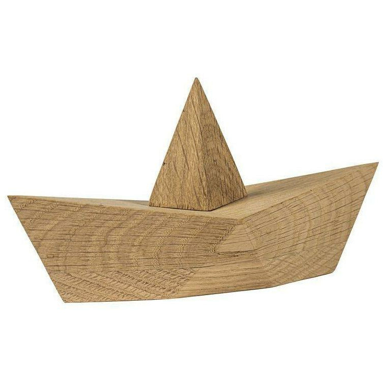 Almirante de la infancia Barco de papel figura decorativa pequeña, madera de roble
