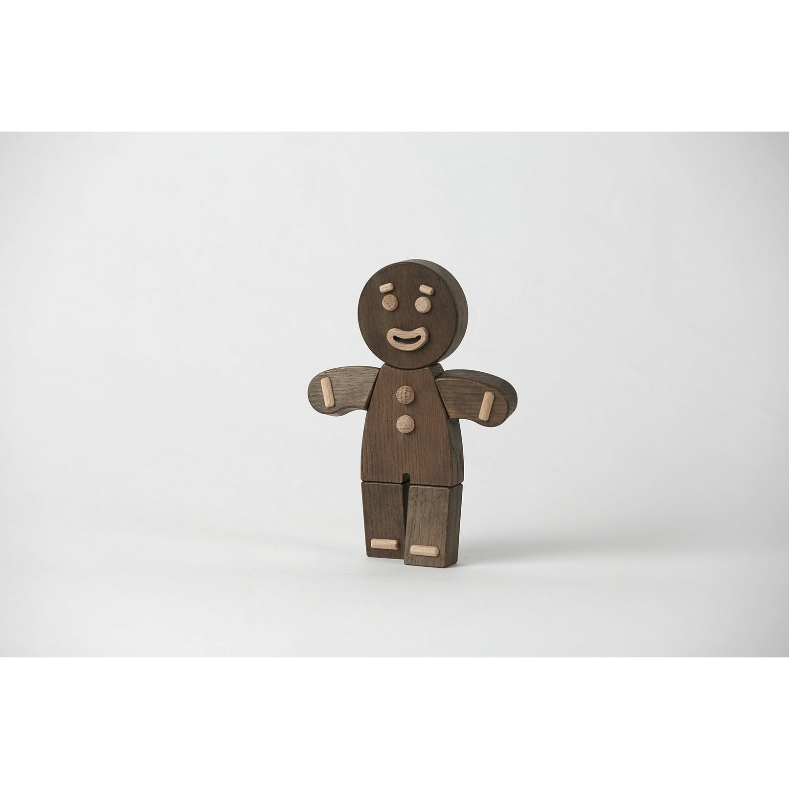 Figura de madera de hombre de pan de jengibre de infancia, roble manchado, grande