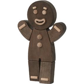Figura de madera de hombre de pan de jengibre de infancia, roble manchado, grande