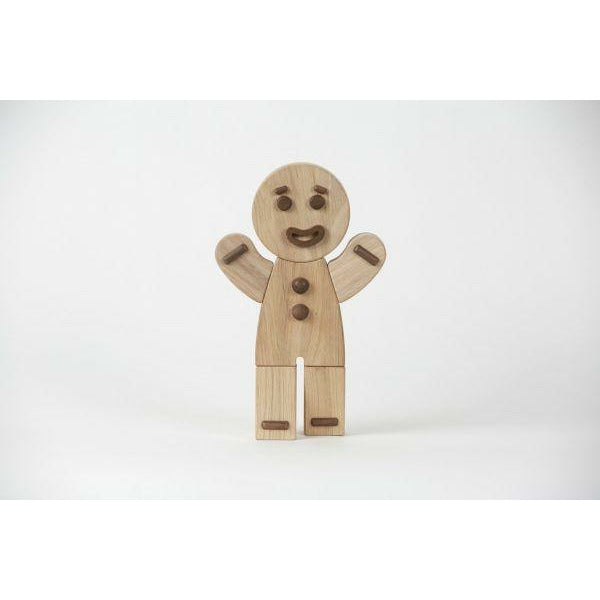Figura de madera de hombre de jengibre de la infancia, roble, pequeño