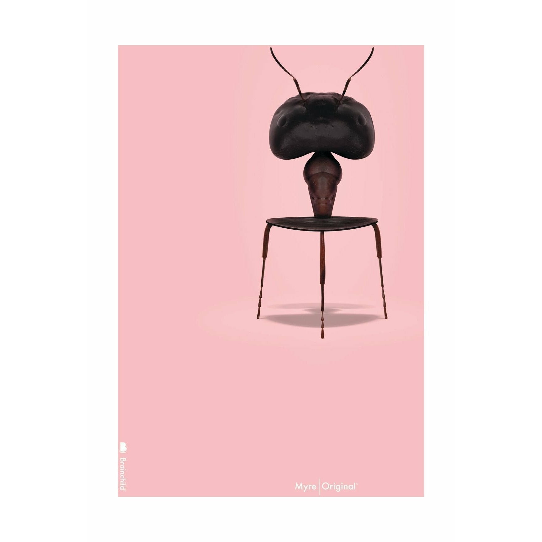 Affiche classique de fourmi conçue sans cadre 30 x40 cm, fond rose