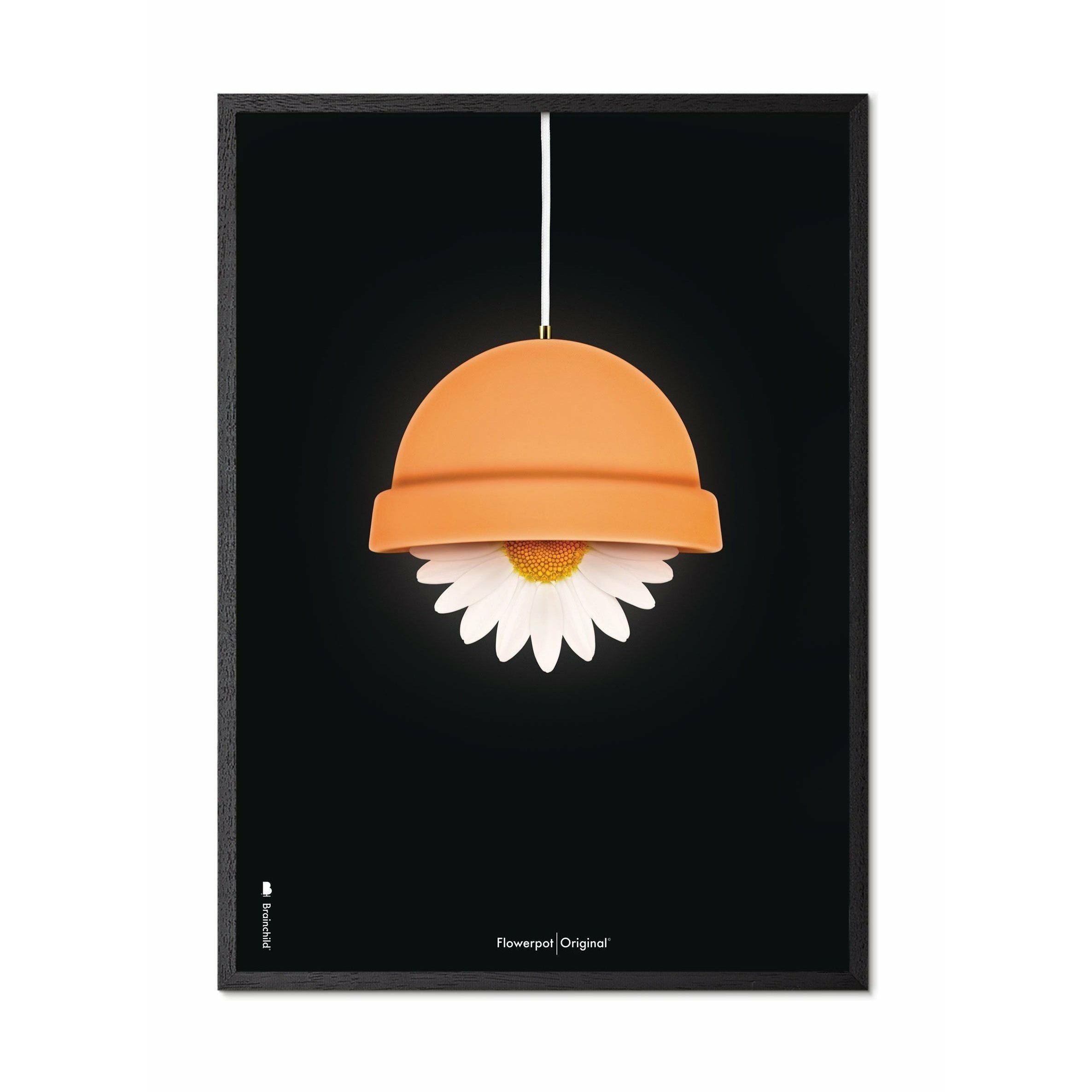 Brainchild Flowerpot Classic Poster, Rahmen in schwarzer Lackholz 50x70 cm, schwarzer Hintergrund