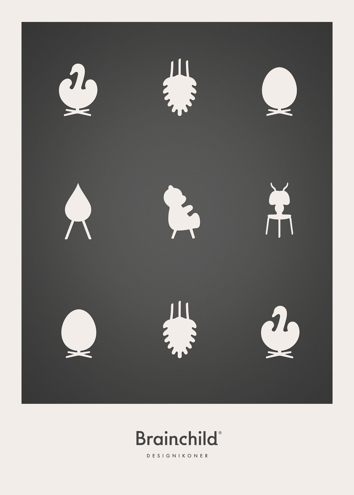 Brainchild Design Icons Poster uden ramme 30x40 cm, mørkegrå