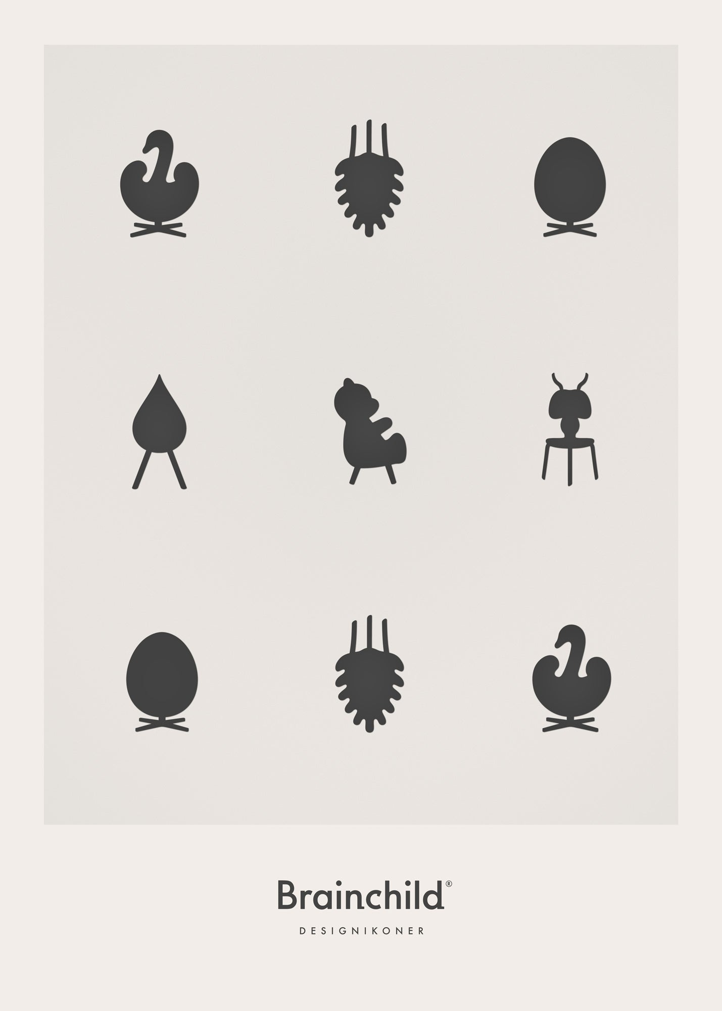 Brainchild Design Icons Poster uden ramme 30x40 cm, lysegrå