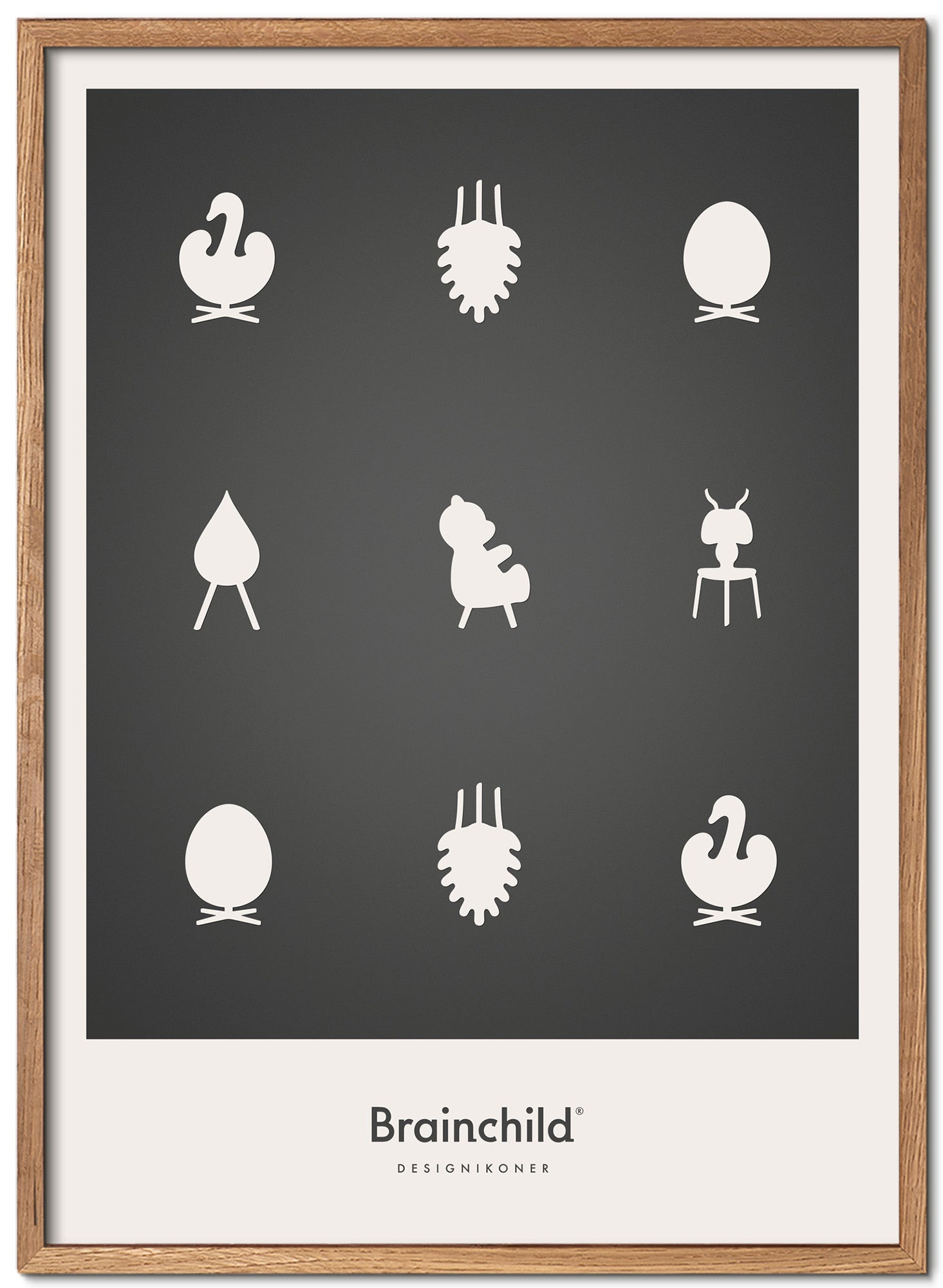 Brainchild Design Icons Poster Frame lavet af let træ A5, mørkegrå