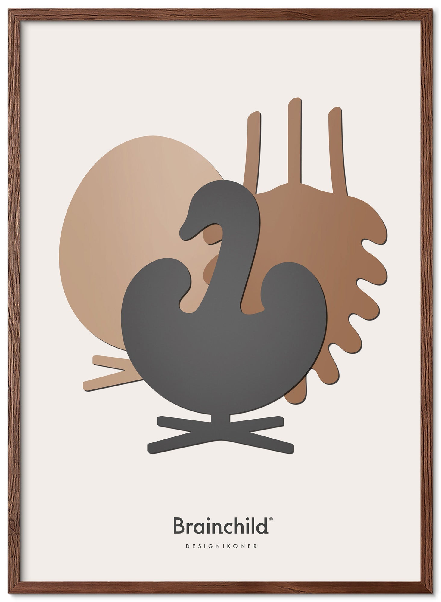 Brainchild Design Icons Poster Symphonie Rahmen aus dunklem Holz 30x40 cm, hellgrau