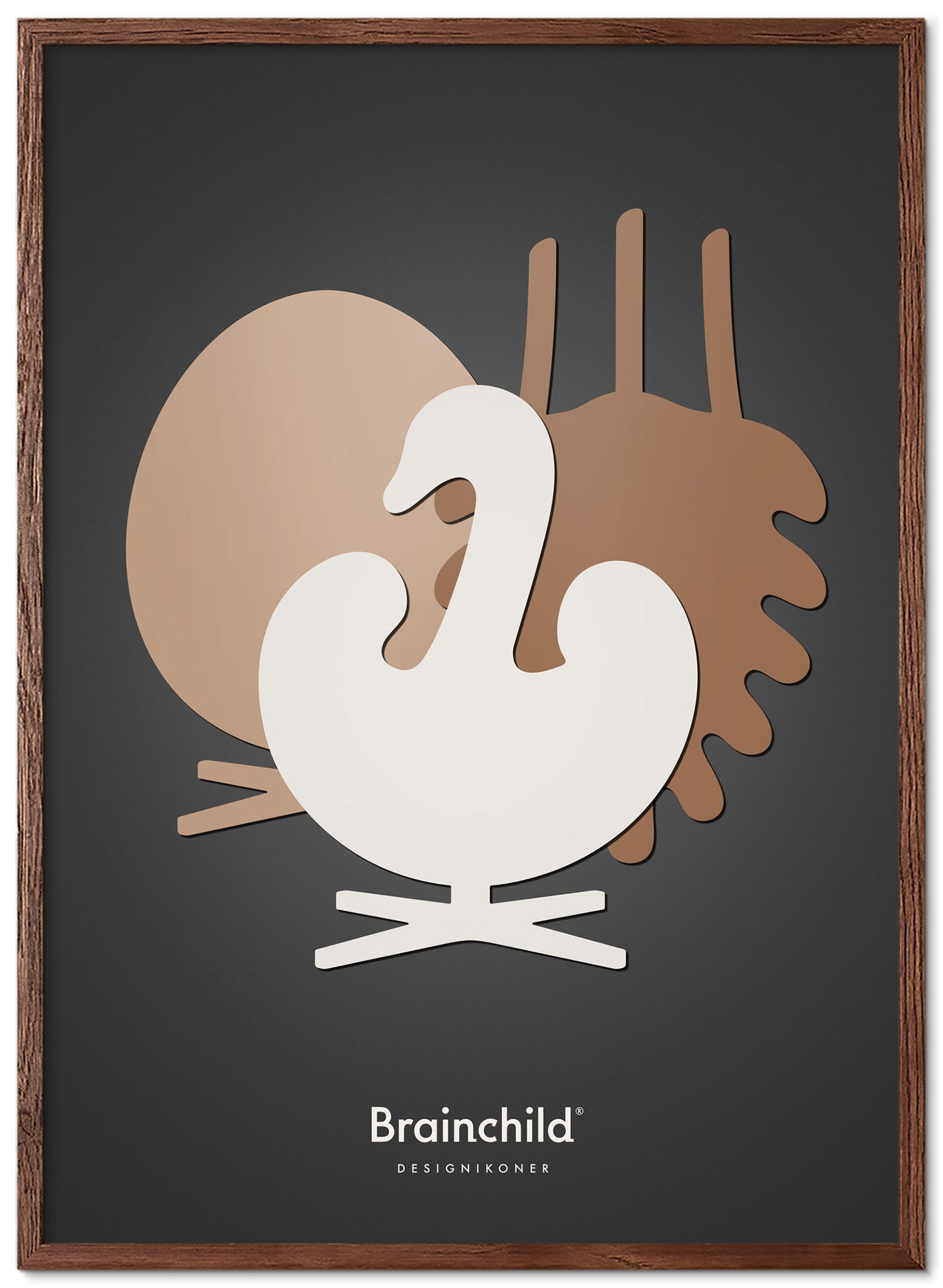 Brainchild -Design -Symbole Poster Symphonie Rahmen aus dunklem Holz 50x70 cm, dunkelgrau