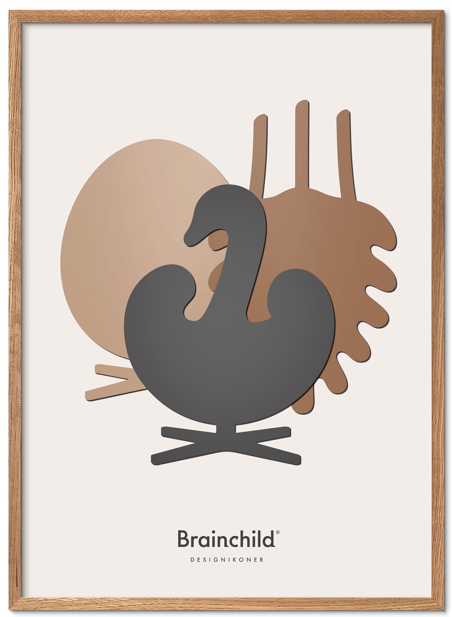 Brainchild -Design -Symbole Poster Symphonie Rahmen aus hellem Holz 30x40 cm, dunkelgrau