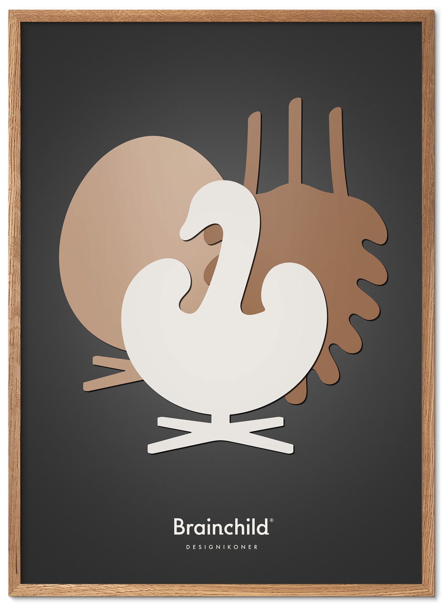 Brainchild Design Icons Poster Symphonie Rahmen aus hellem Holz 50x70 cm, dunkelgrau