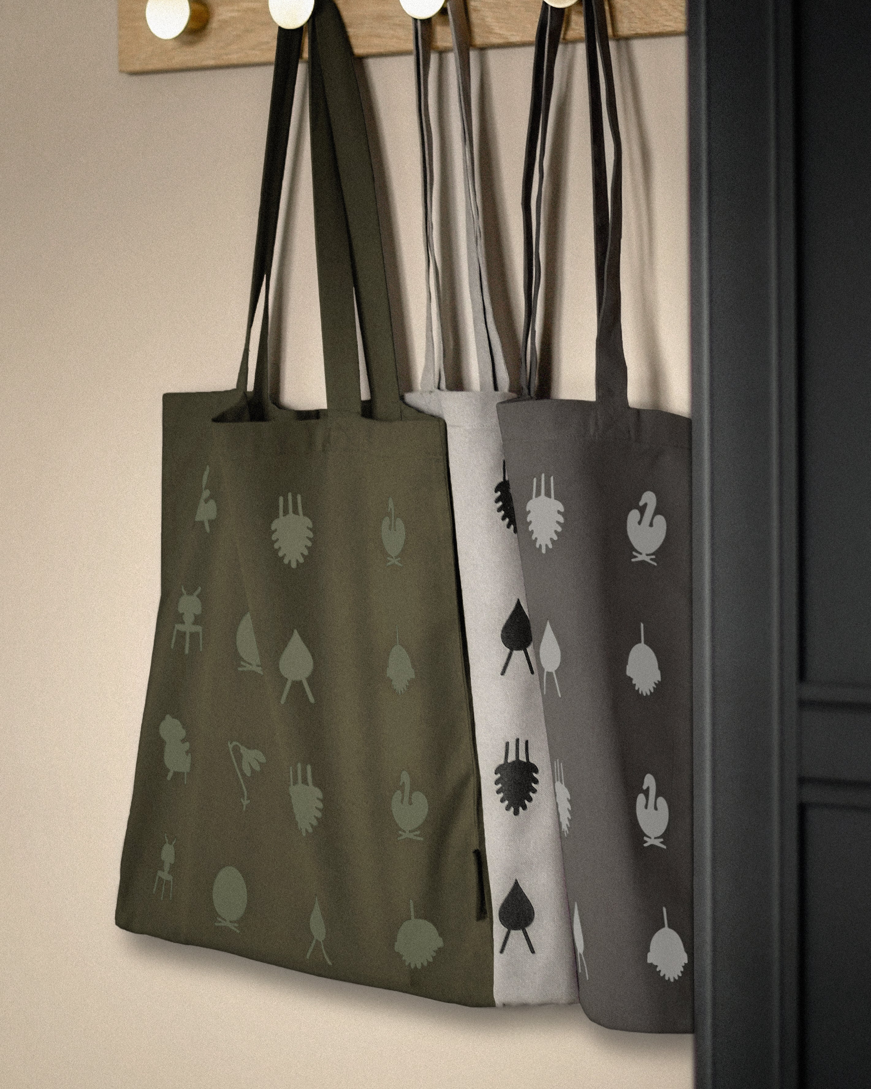 Brainchild -Design -Symbole, die Tasche tragen, dunkelgrau