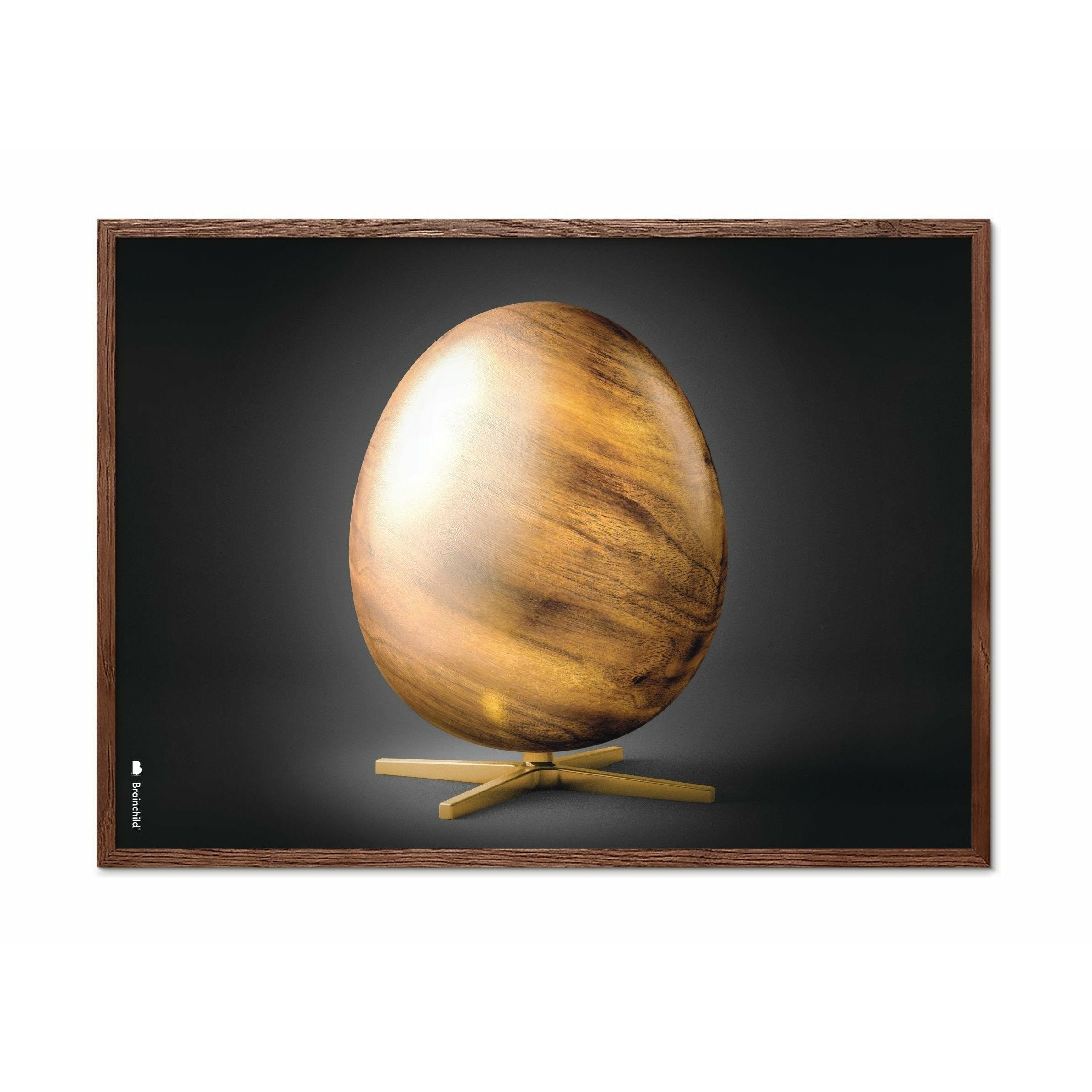 Brainchild Egg Cross -formatplakat, ramme lavet af mørk træ 30x40 cm, sort