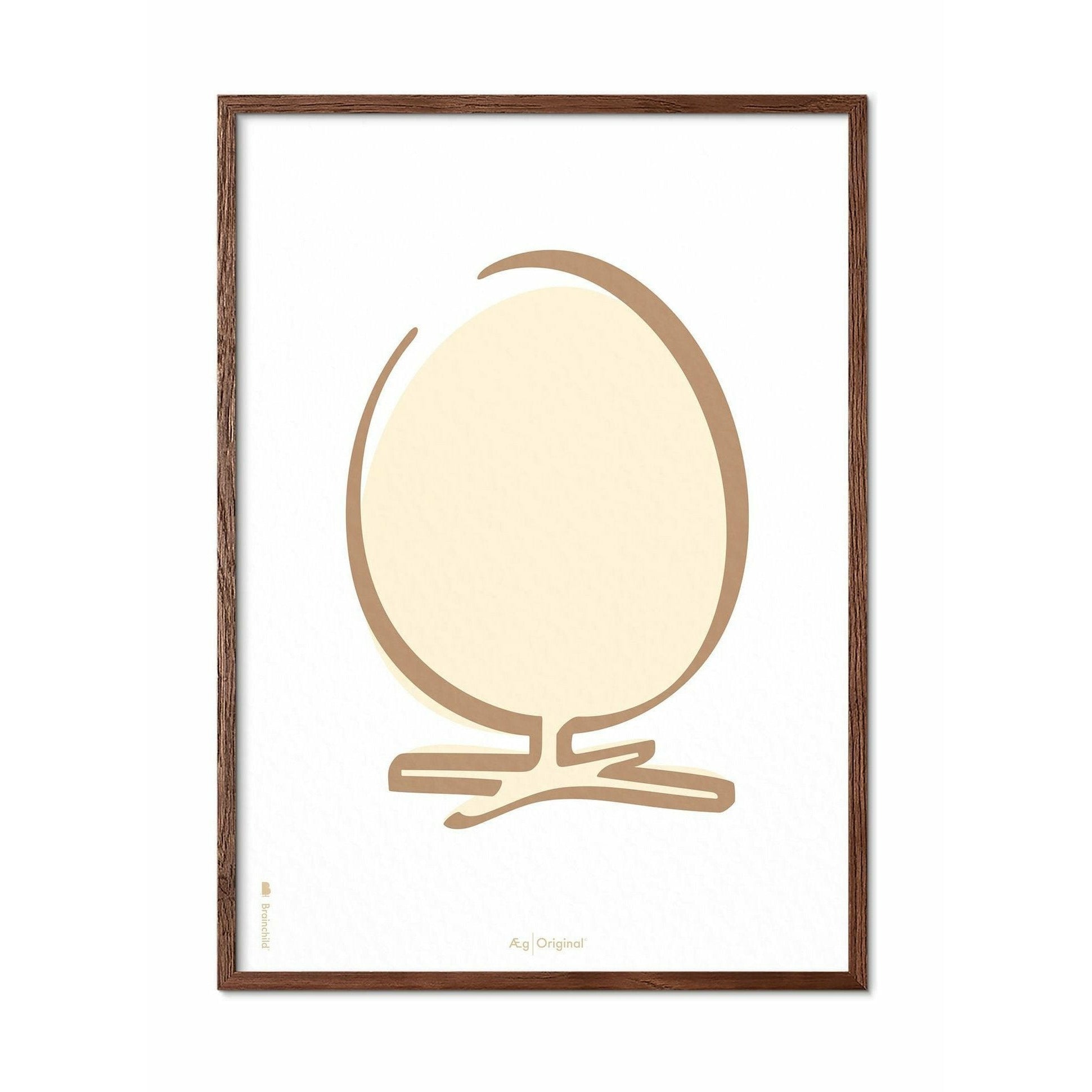 Brainchild Egg Line Poster, Dark Wood Frame A5, weißer Hintergrund