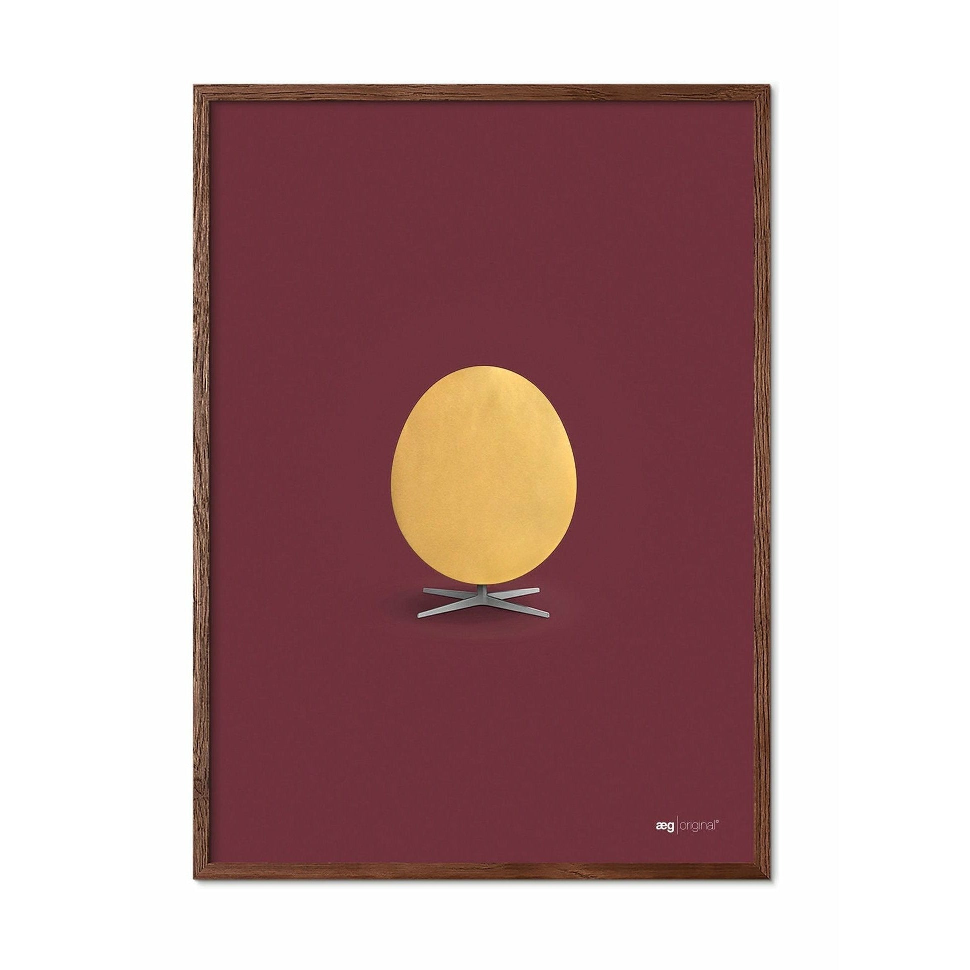 Brainchild -Eierplakat, Rahmen aus dunklem Holz 50 x 70 cm, Gold/Bordeaux Hintergrund