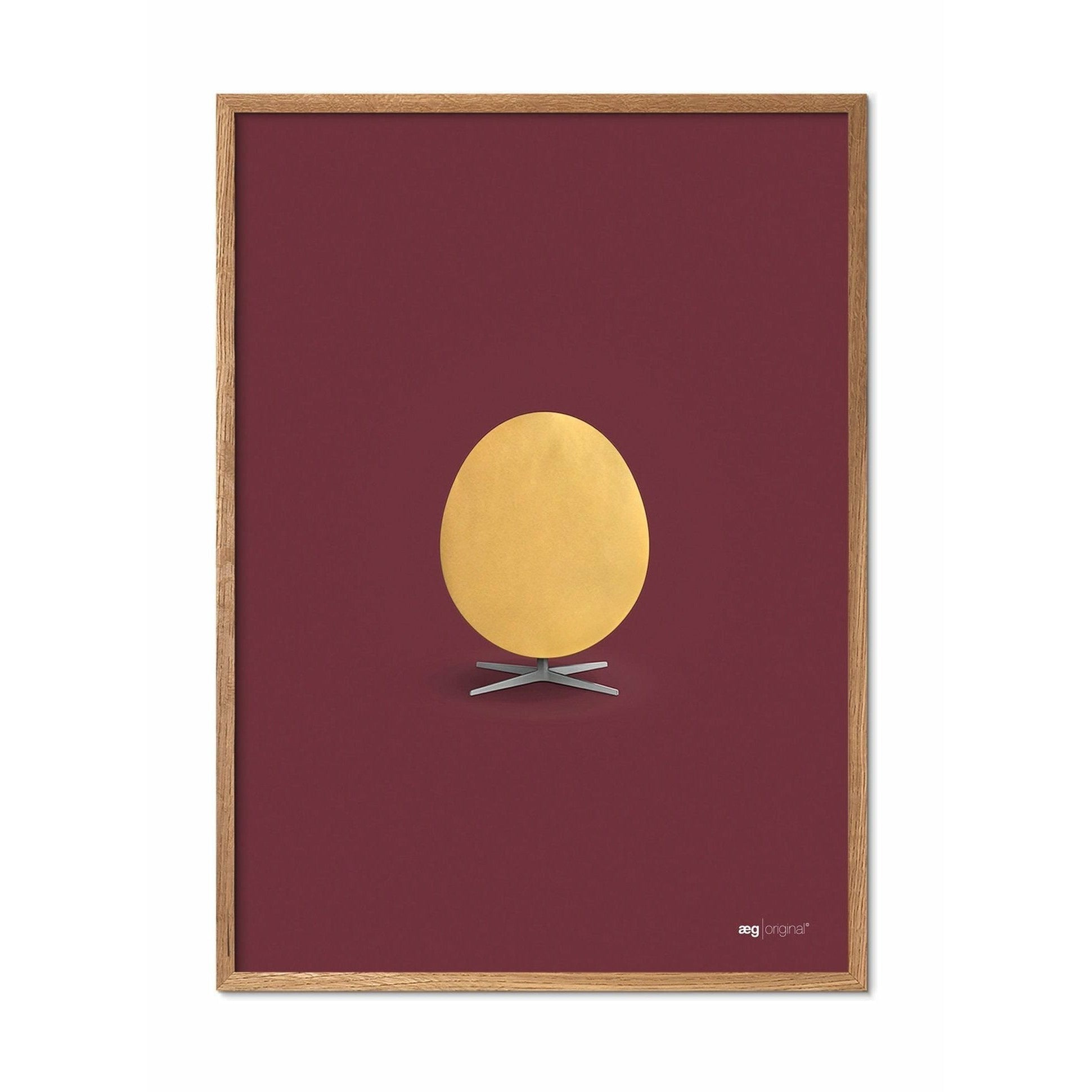 Brainchild -Eierplakat, Rahmen aus hellem Holz 50 x70 cm, Gold/Bordeaux Hintergrund