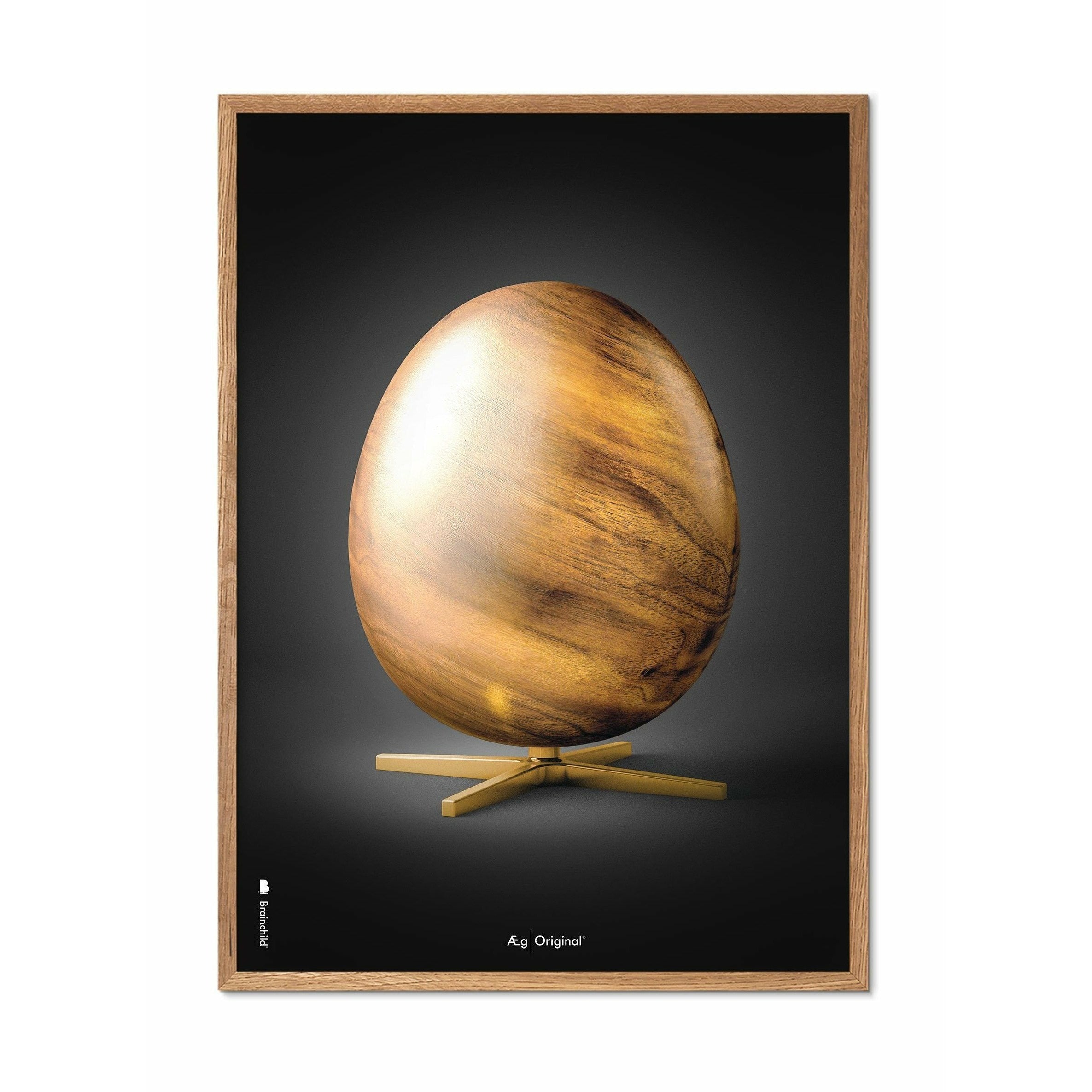 Brainchild -Eierfiguren Poster, Rahmen aus hellem Holz 30x40 cm, schwarz