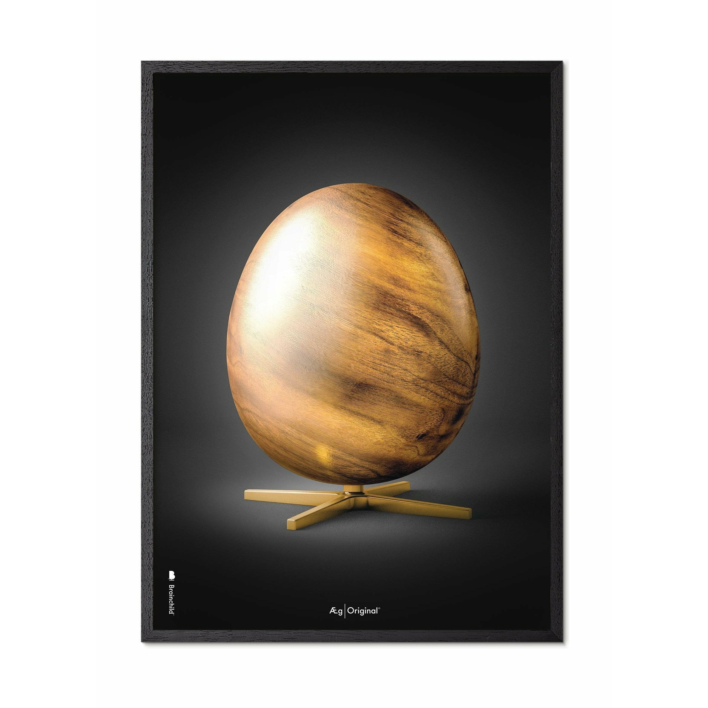 Brainchild Egg Figures Poster, Frame Made Of Black Lacquered Wood 70 X100 Cm, Black