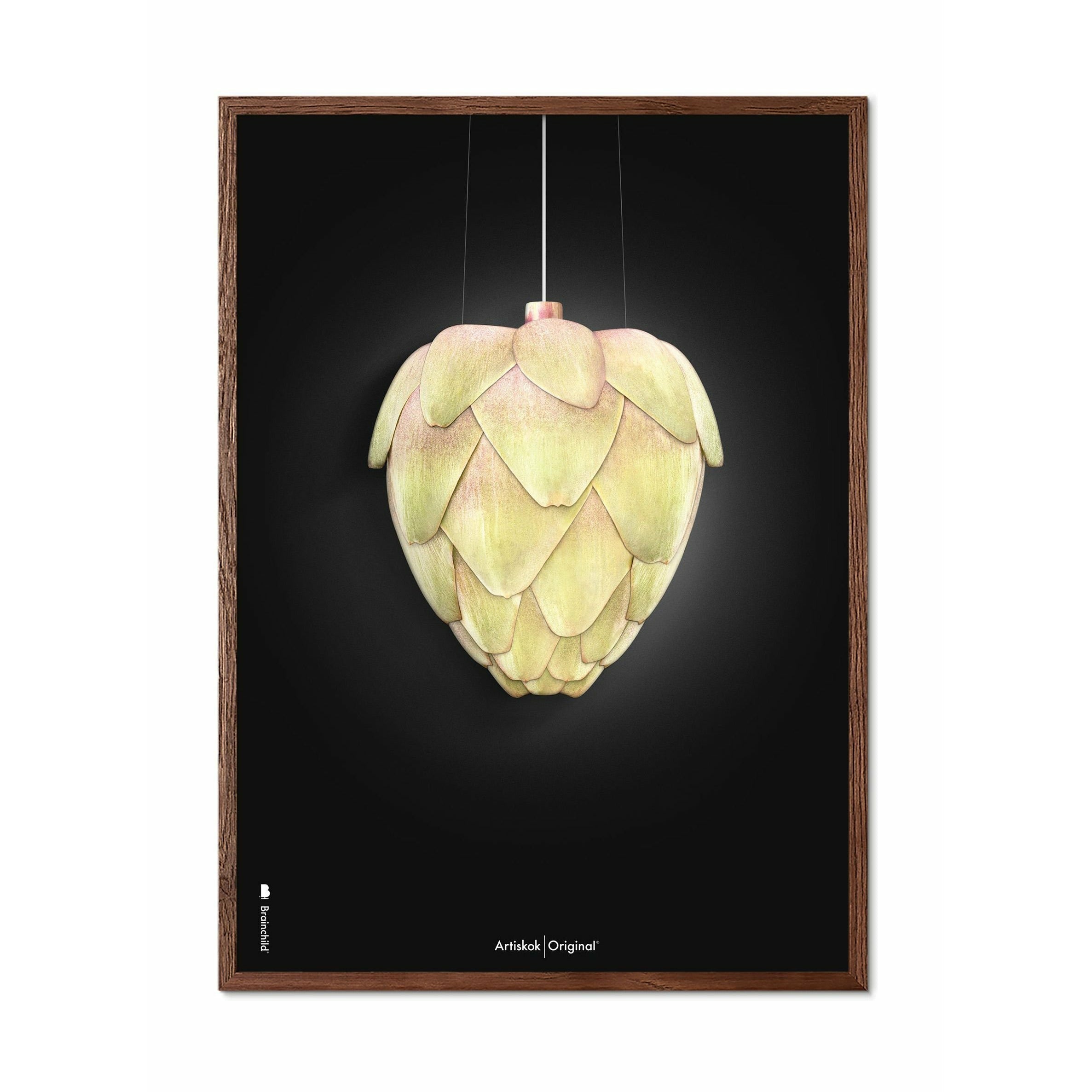 Brainchild pH Artischocken -Posterrahmen aus dunklem Holz 50 x 70 cm, schwarzer Hintergrund