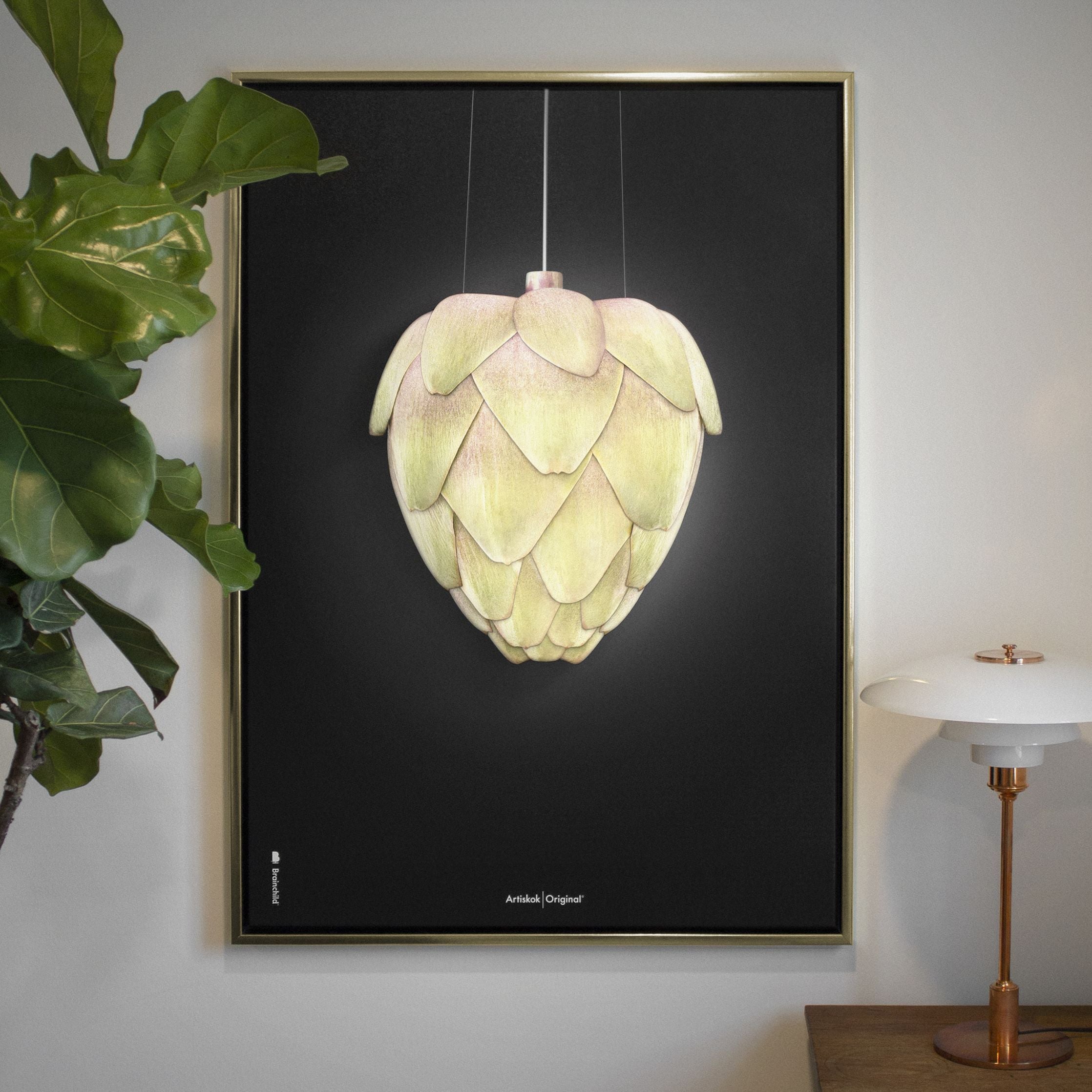 Brainchild Ph Artichoke Poster Frame Made Of Dark Wood 70x100 Cm, Black Background